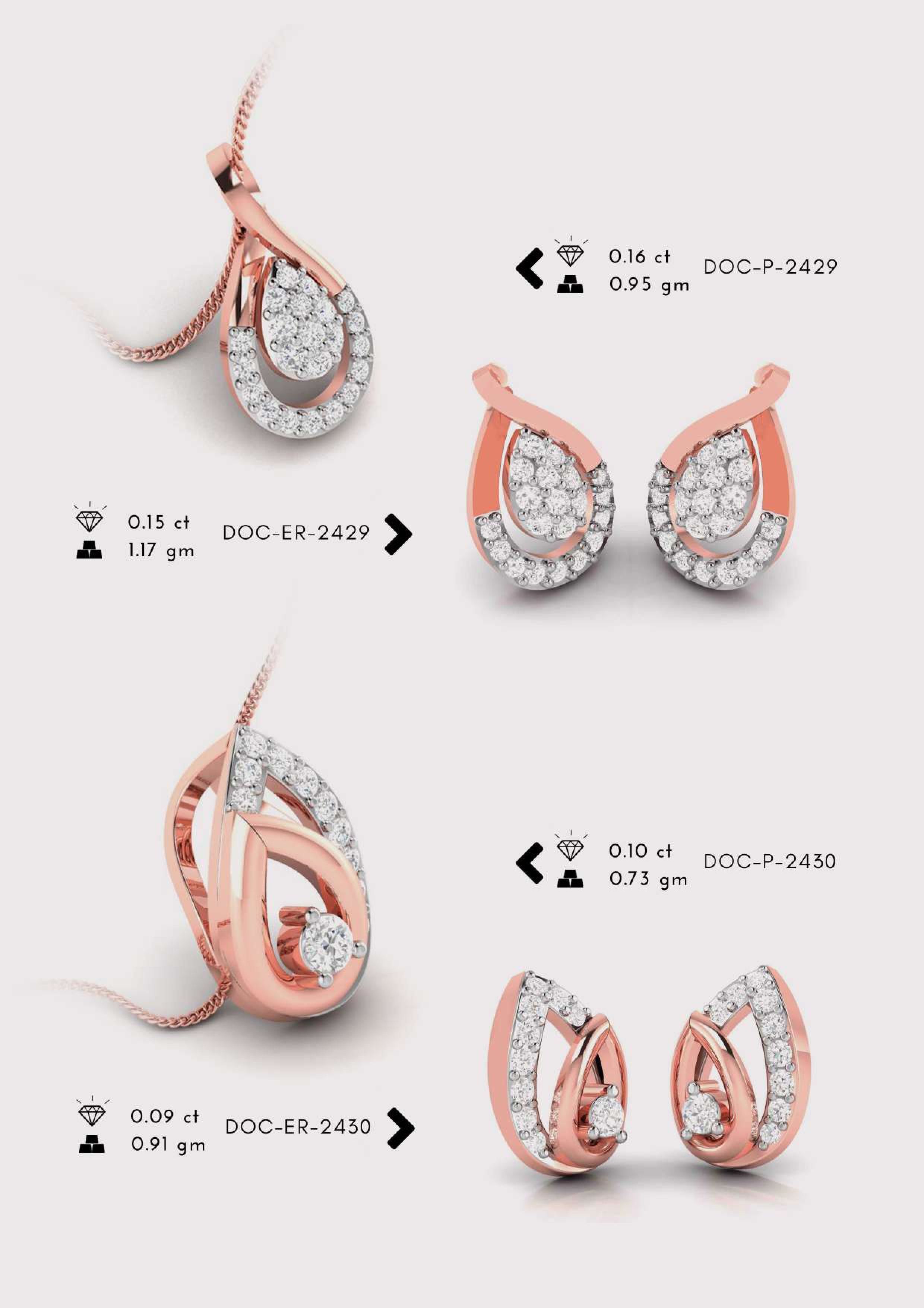 Diamond Pendent with earring Set 3D print model_5