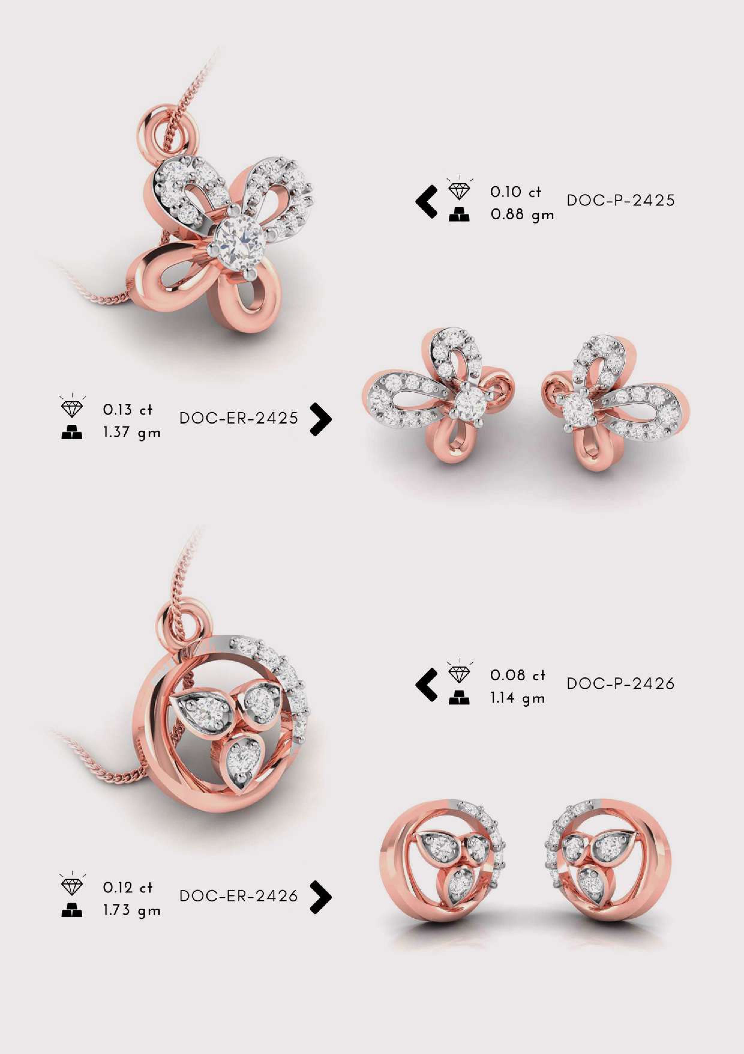 Diamond Pendent with earring Set 3D print model_3