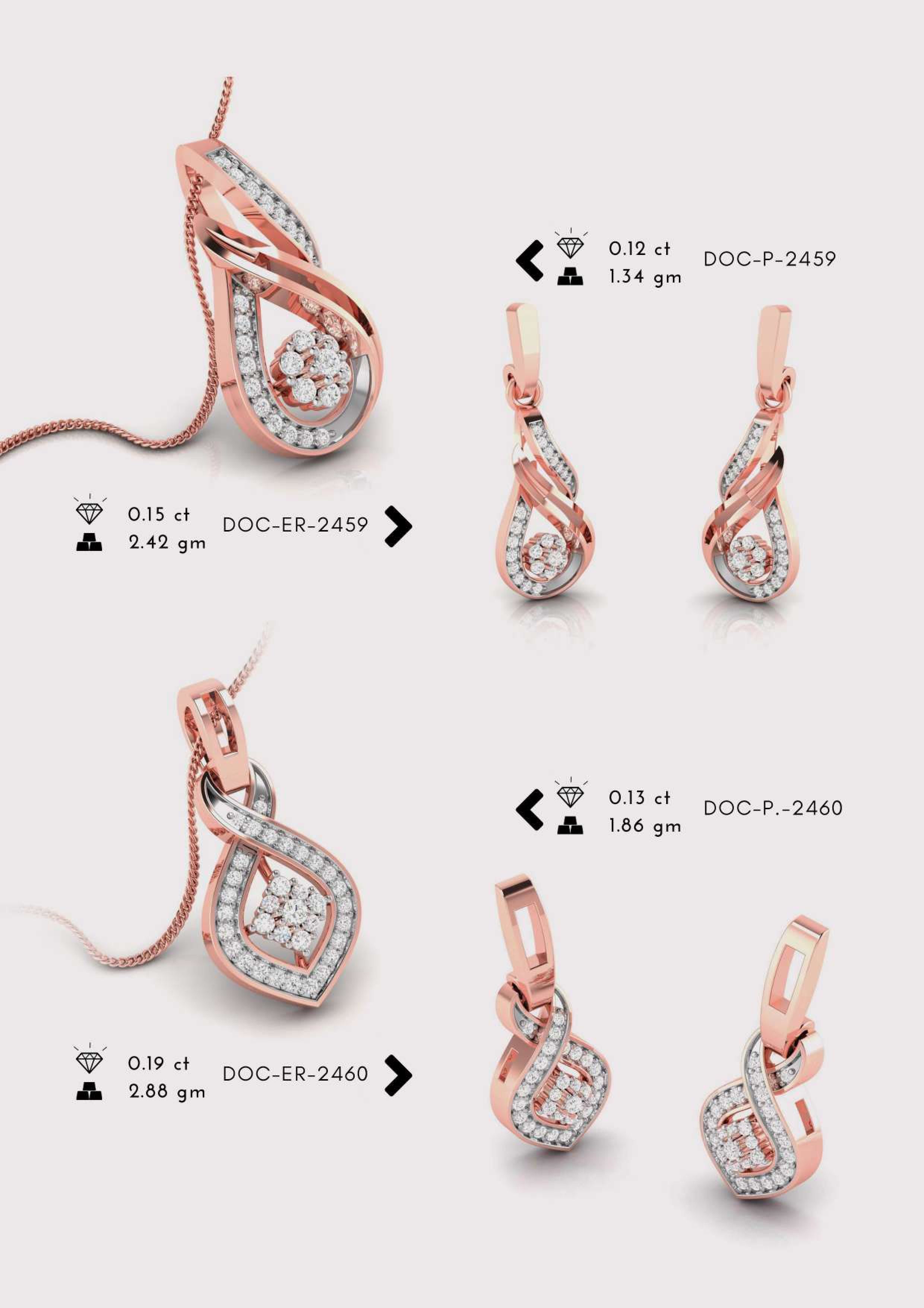 Diamond Pendent with earring Set 3D print model_20