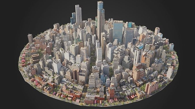 City C3 MAYA Low-poly 3D model 2