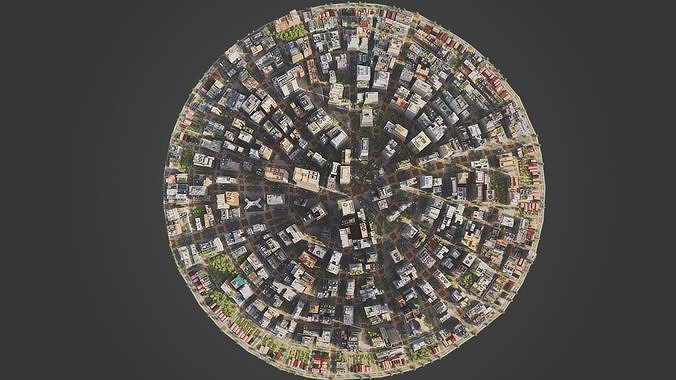 City C3 MAYA Low-poly 3D model 6