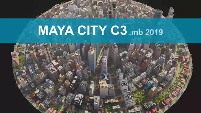 City C3 MAYA Low-poly 3D model