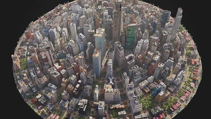 City C3 MAYA Low-poly 3D model 4