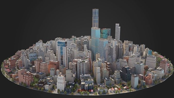 City C3 MAYA Low-poly 3D model 3