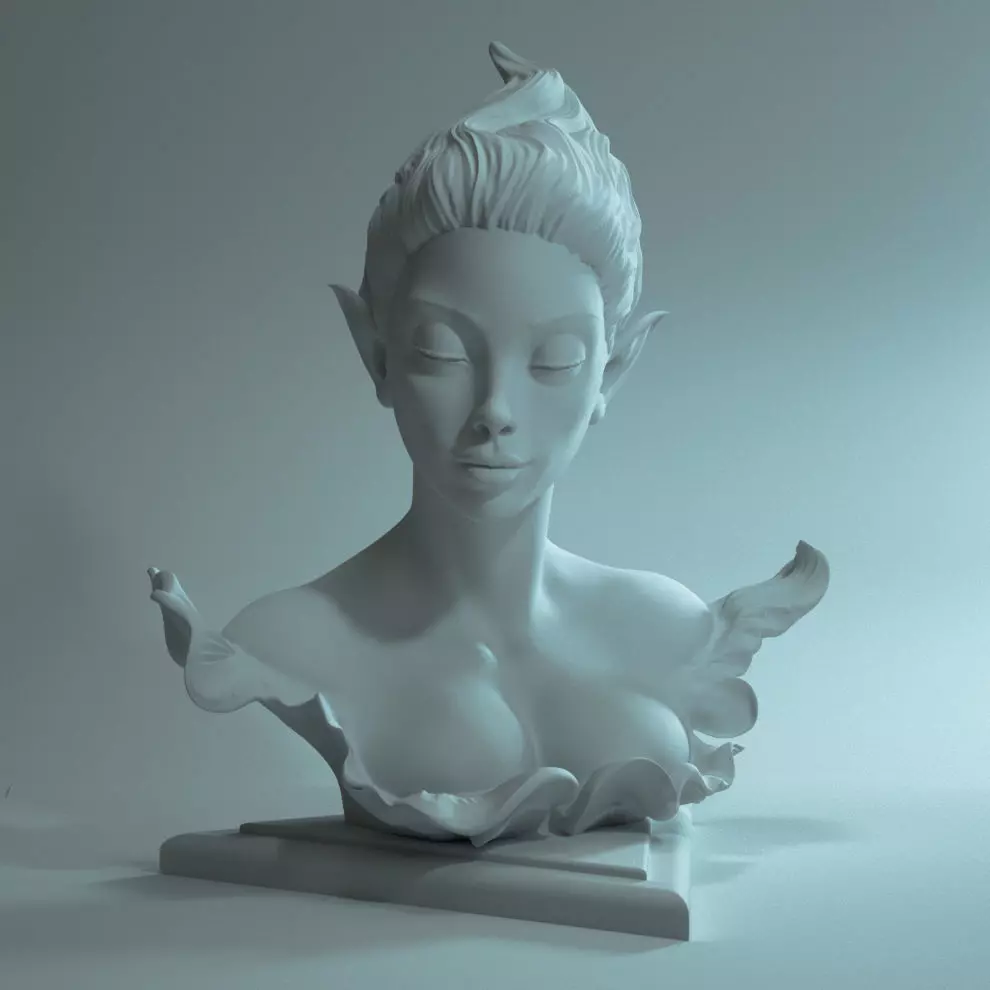 Elf Bust 01 3D print model_0