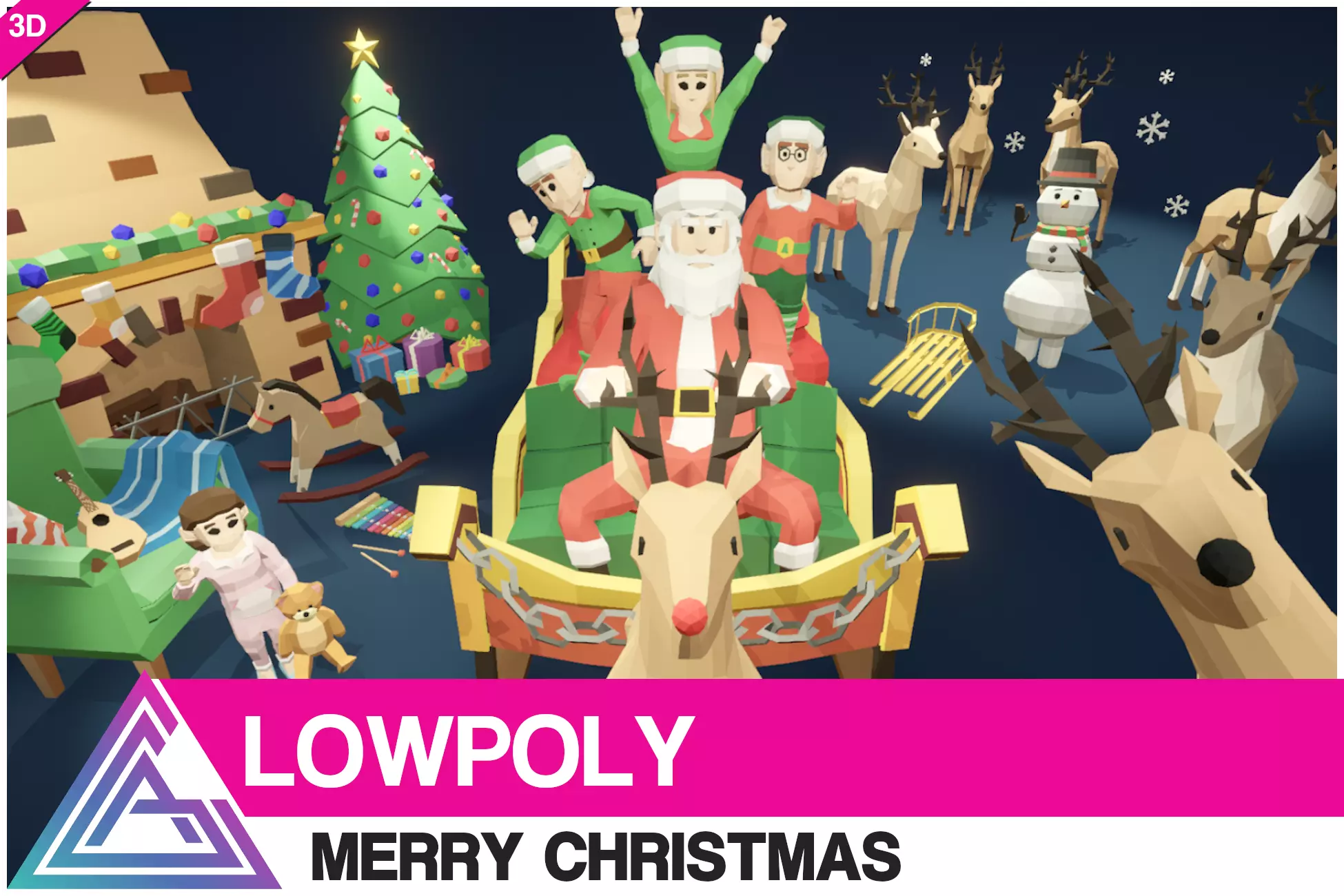 LOWPOLY - Merry Christmas Low-poly 3D model