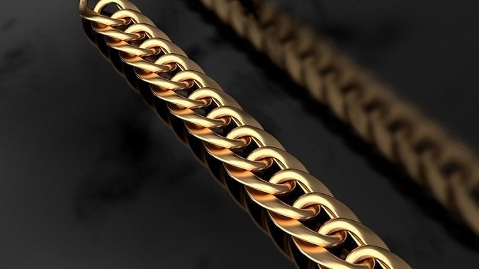 Chain link cuban chain HALF HALLOW 3D print model