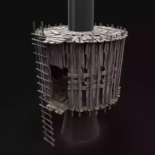 TREE PLATFORM HUT WOODEN CONSTRUCTION SCOUT TOWER WATCHTOWER Low-poly 3D model