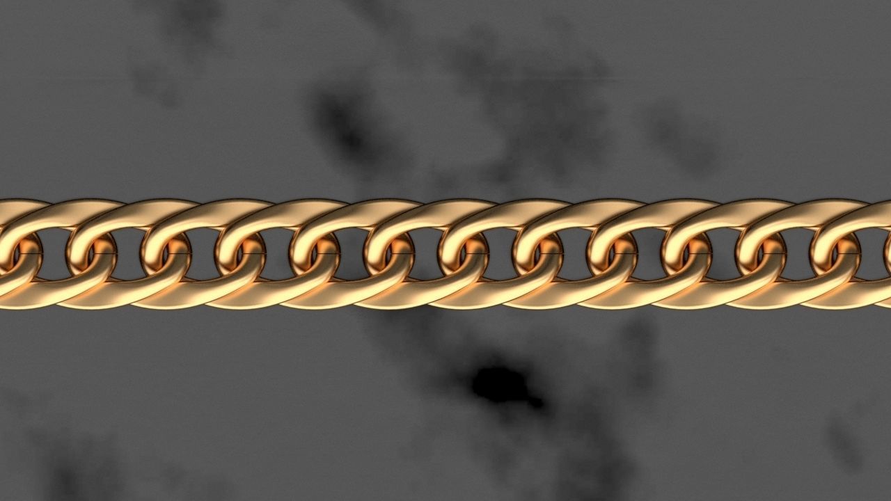 Chain link cuban chain HALF HALLOW 3D print model_3