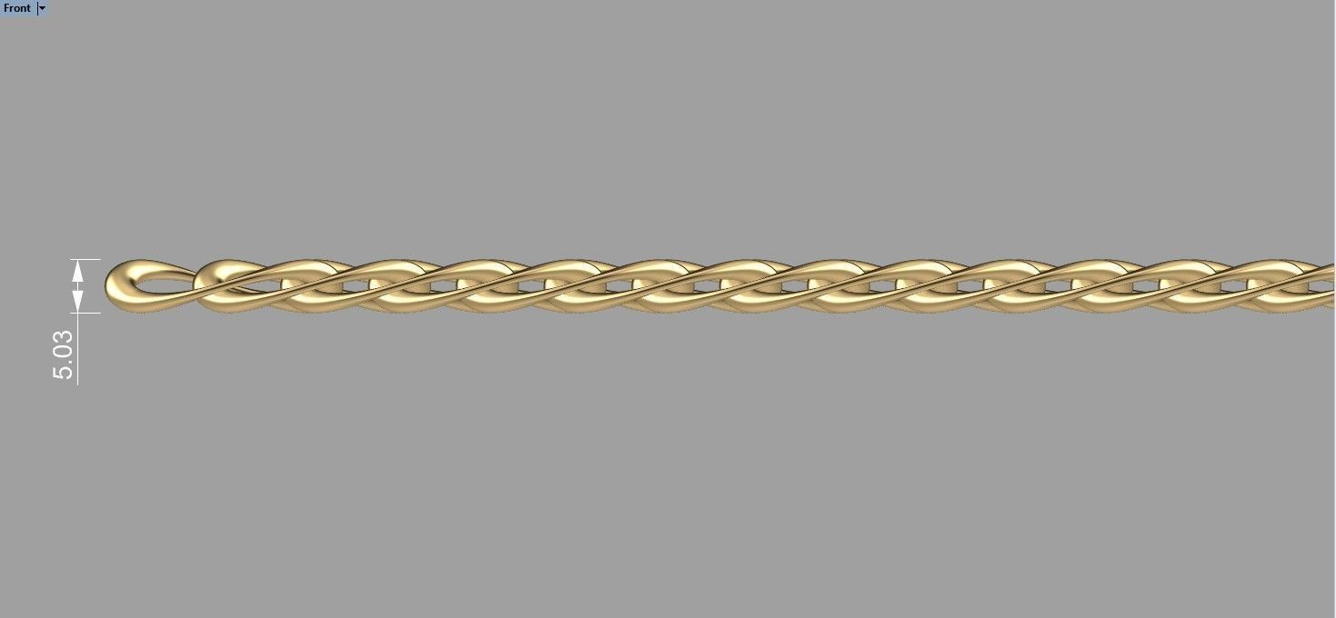 Chain link cuban chain HALF HALLOW 3D print model_4