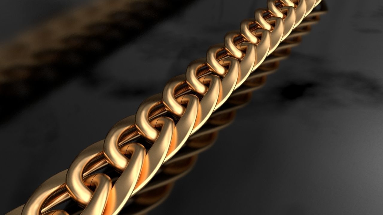 Chain link cuban chain HALF HALLOW 3D print model_1