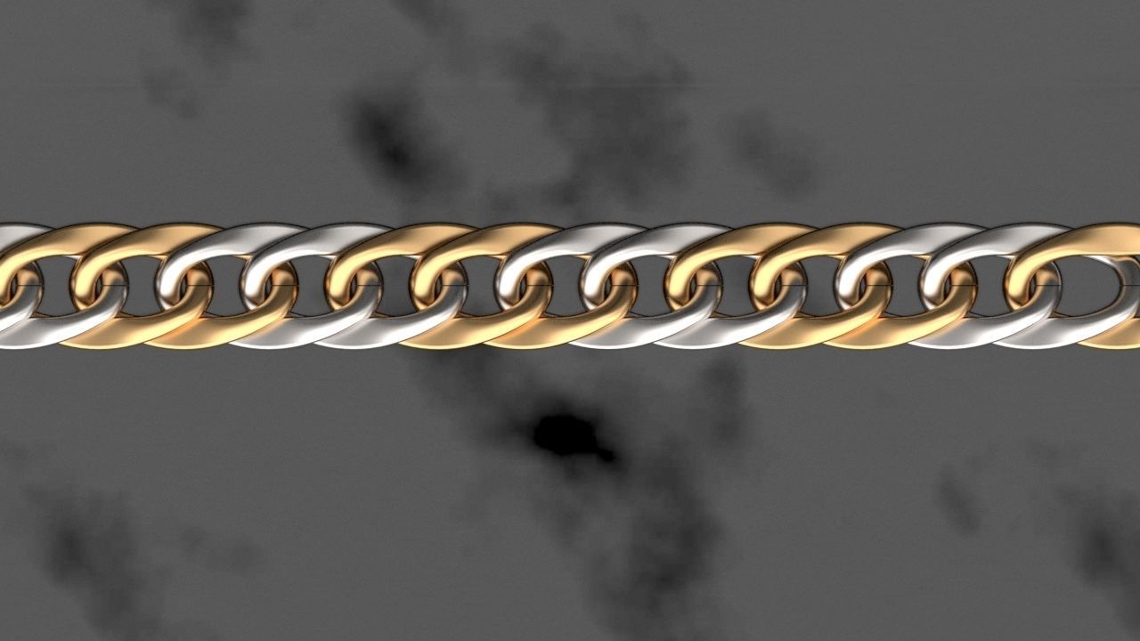 Chain link cuban chain HALF HALLOW 3D print model_2