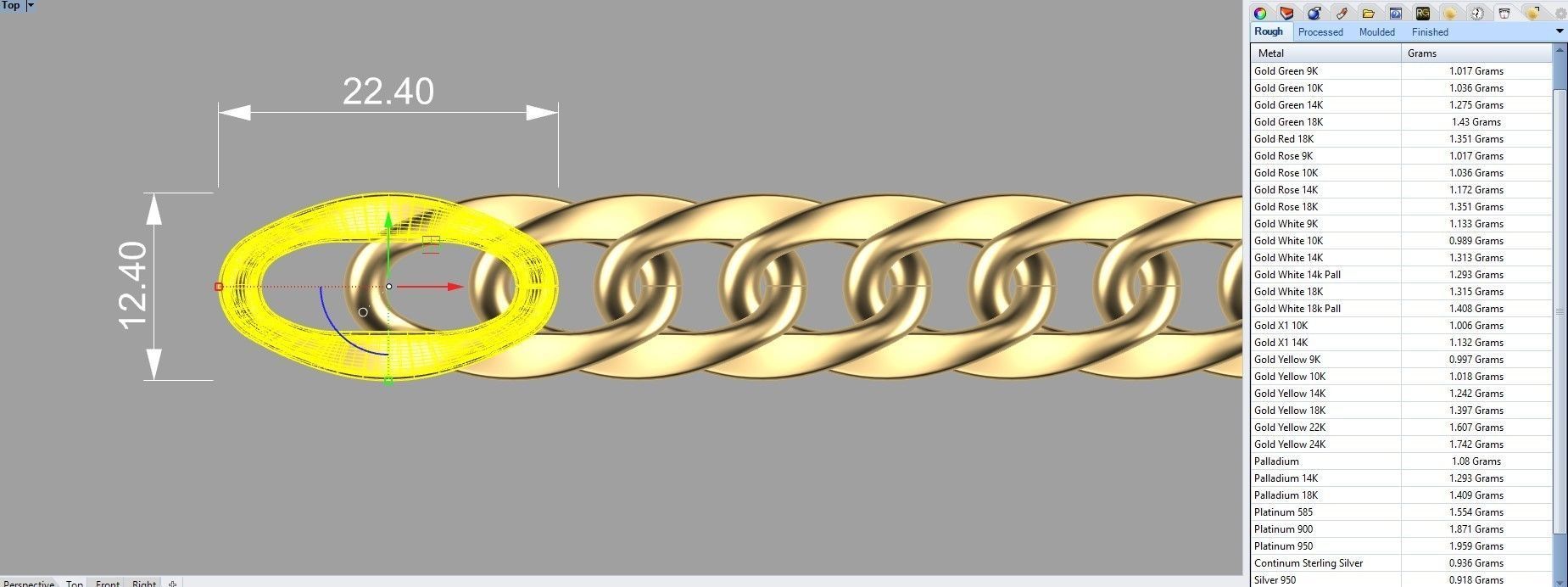 Chain link cuban chain HALF HALLOW 3D print model_5