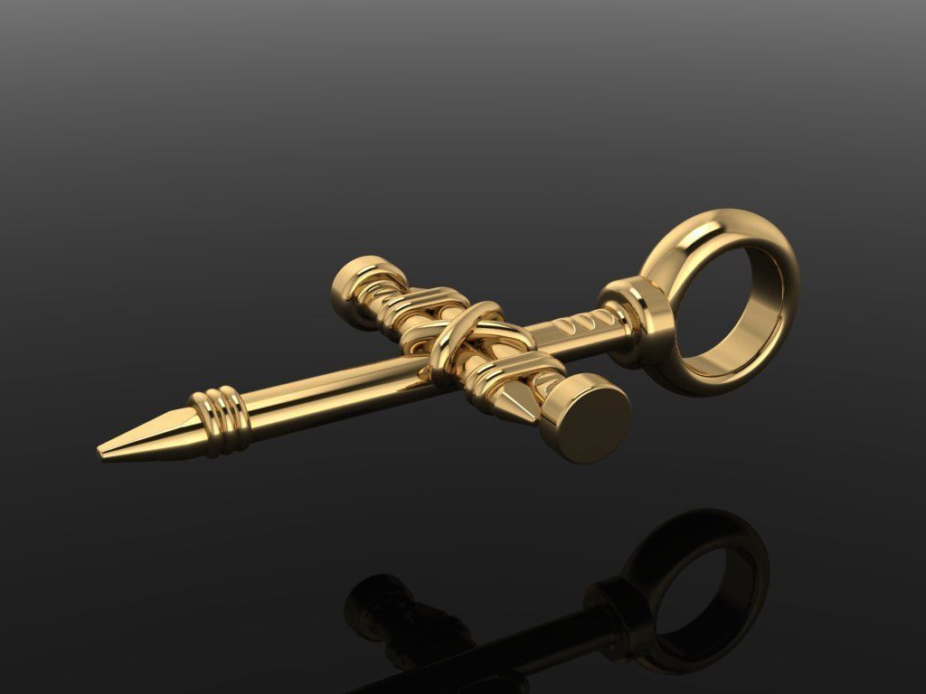 Dainty Rustic style Nail Cross Pendant Small Size 3D print model_2