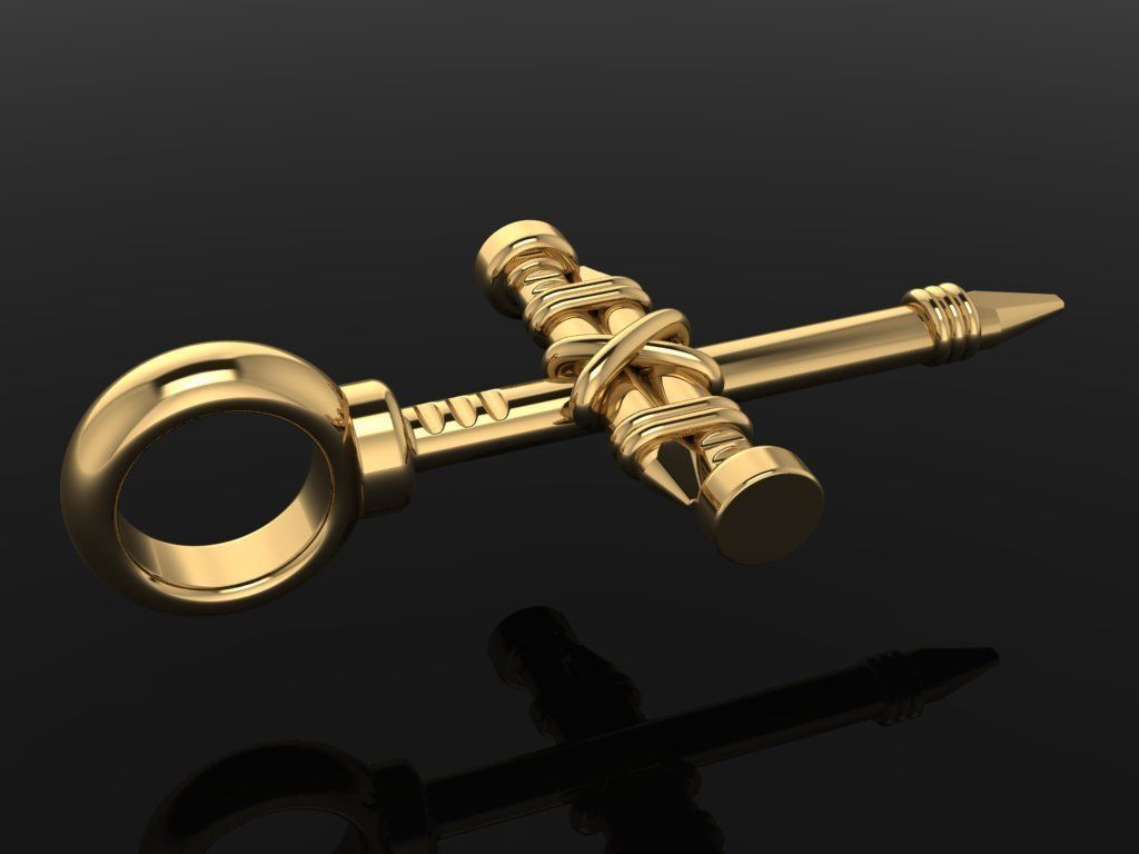 Dainty Rustic style Nail Cross Pendant Small Size 3D print model_3