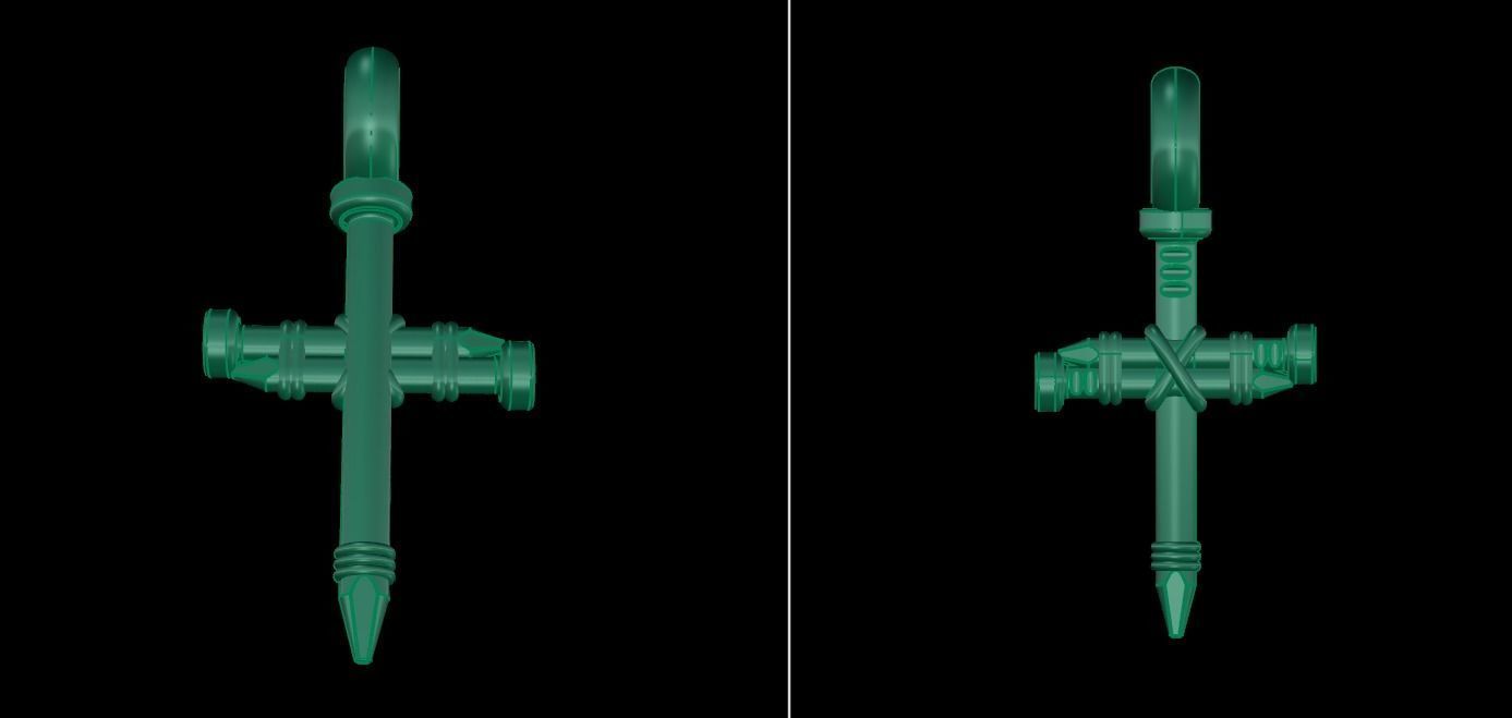 Dainty Rustic style Nail Cross Pendant Small Size 3D print model_12