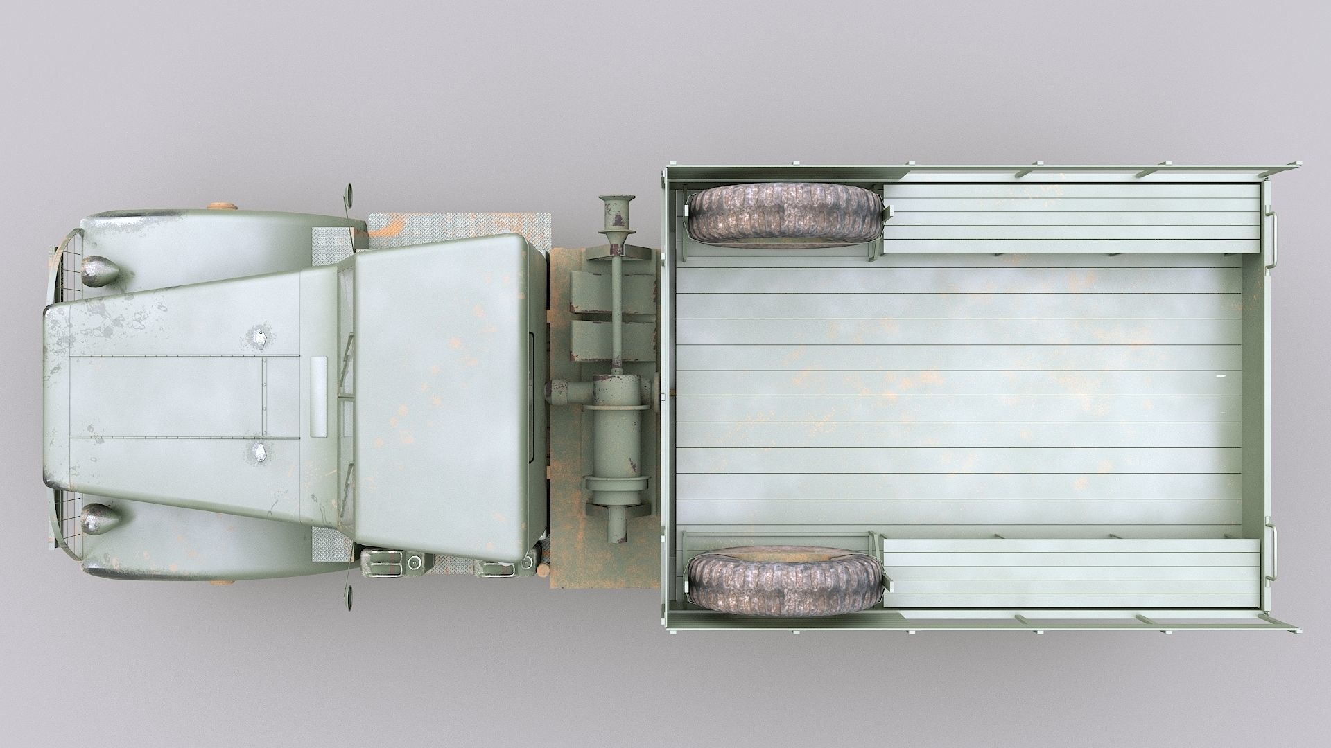 Cargo Truck US White 666 Low-poly 3D model_8