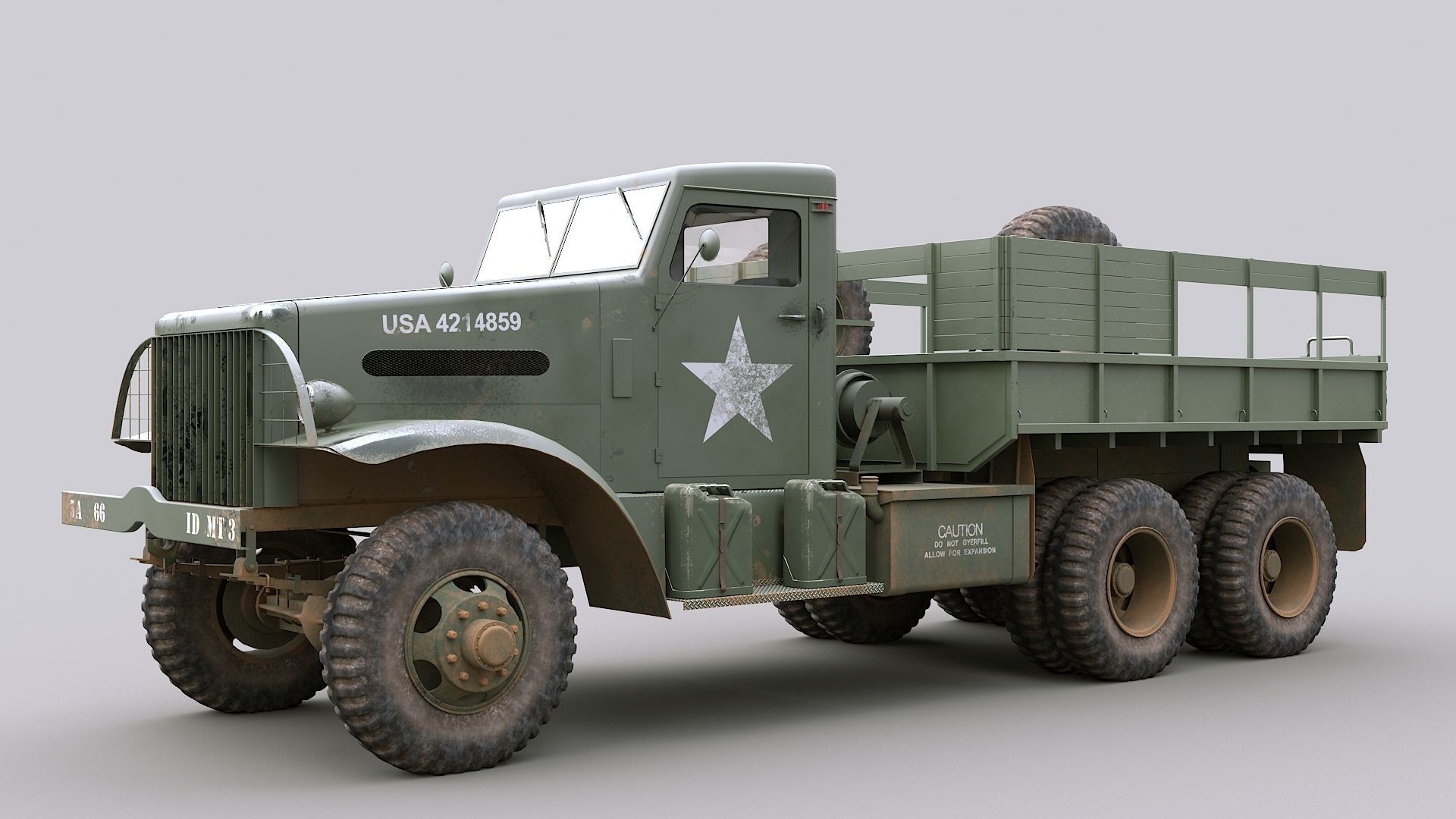 Cargo Truck US White 666 Low-poly 3D model_1