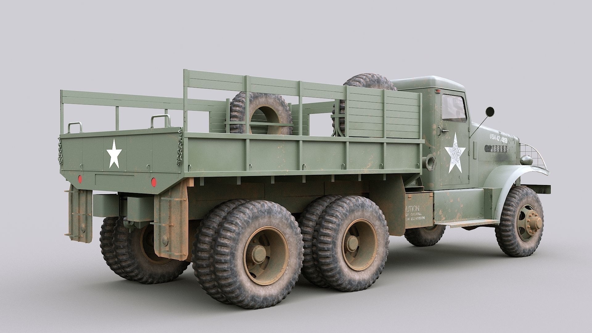 Cargo Truck US White 666 Low-poly 3D model_4