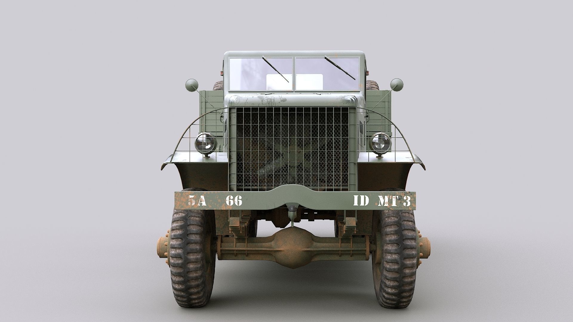 Cargo Truck US White 666 Low-poly 3D model_2