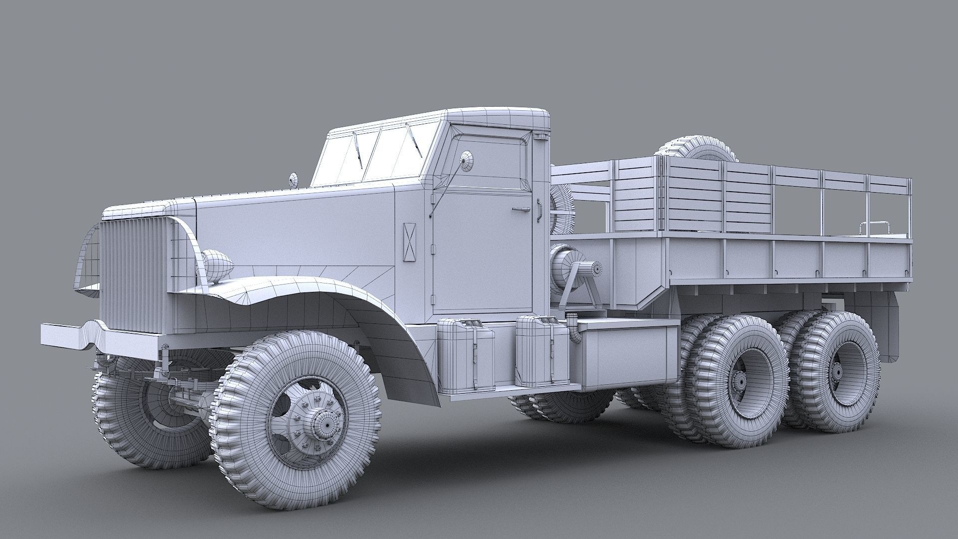 Cargo Truck US White 666 Low-poly 3D model_14