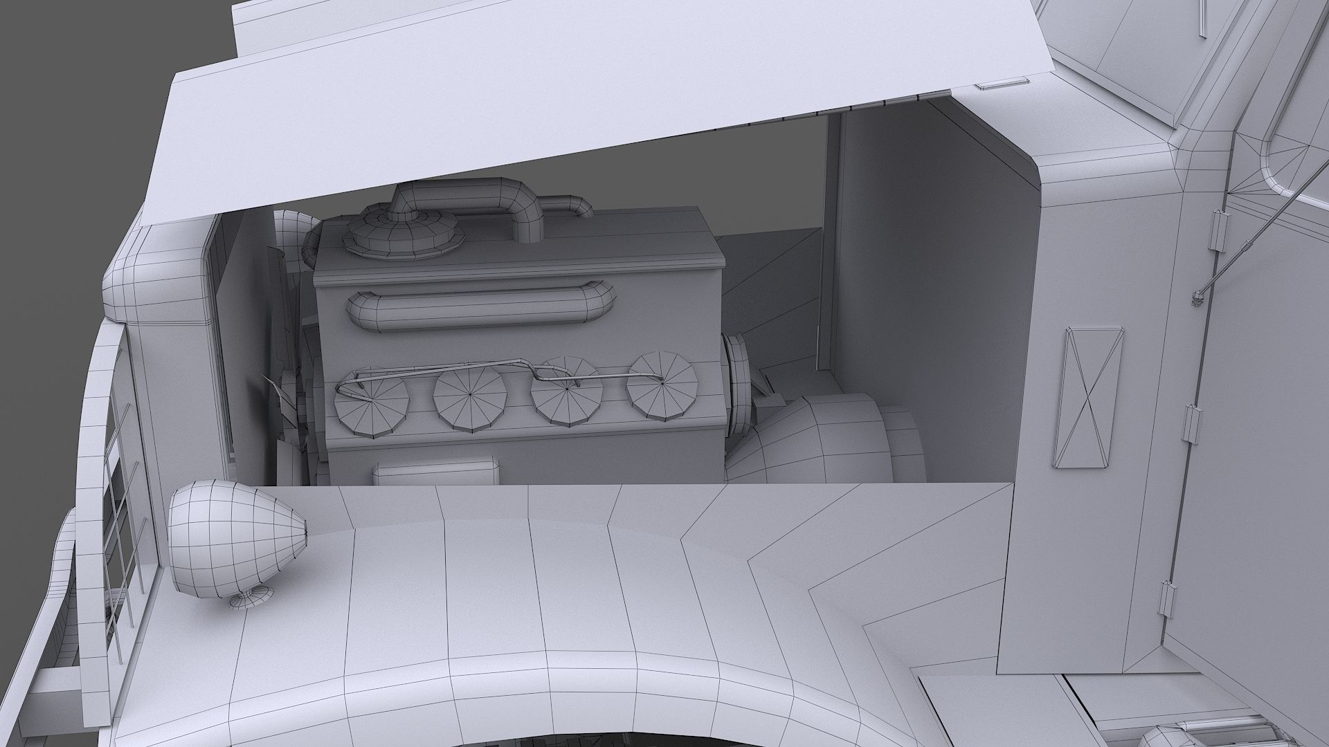 Cargo Truck US White 666 Low-poly 3D model_19