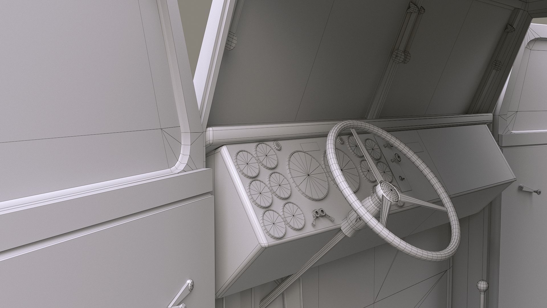 Cargo Truck US White 666 Low-poly 3D model_16