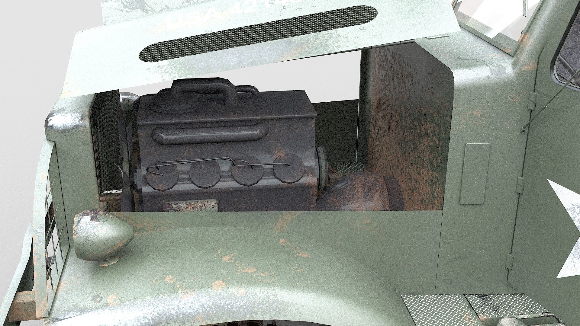 Cargo Truck US White 666 Low-poly 3D model_11