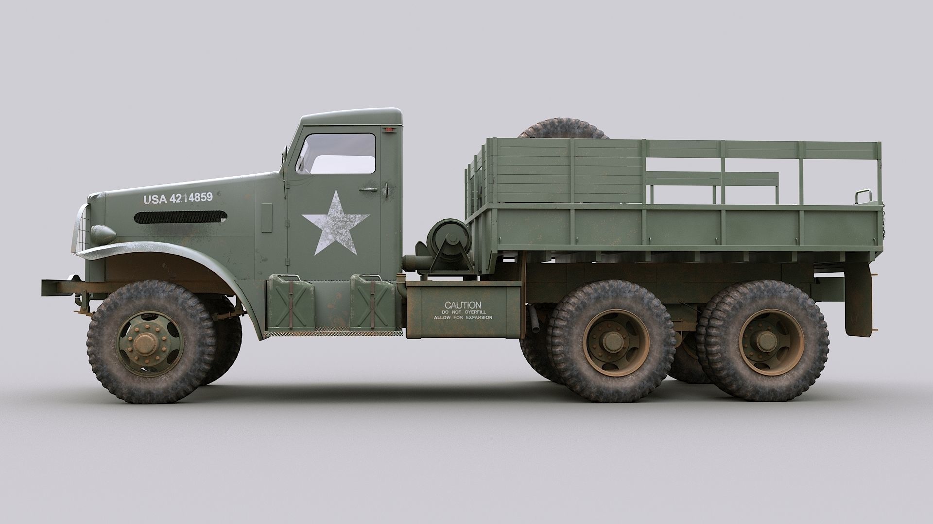 Cargo Truck US White 666 Low-poly 3D model_7