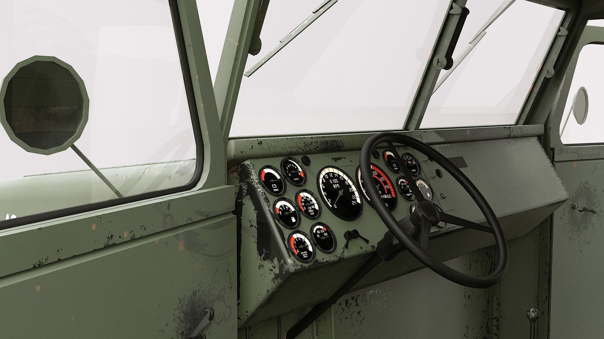 Cargo Truck US White 666 Low-poly 3D model_10