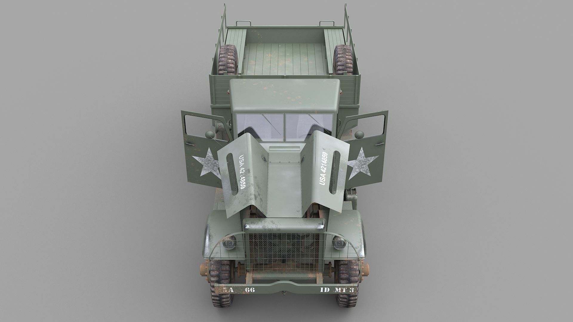 Cargo Truck US White 666 Low-poly 3D model_12