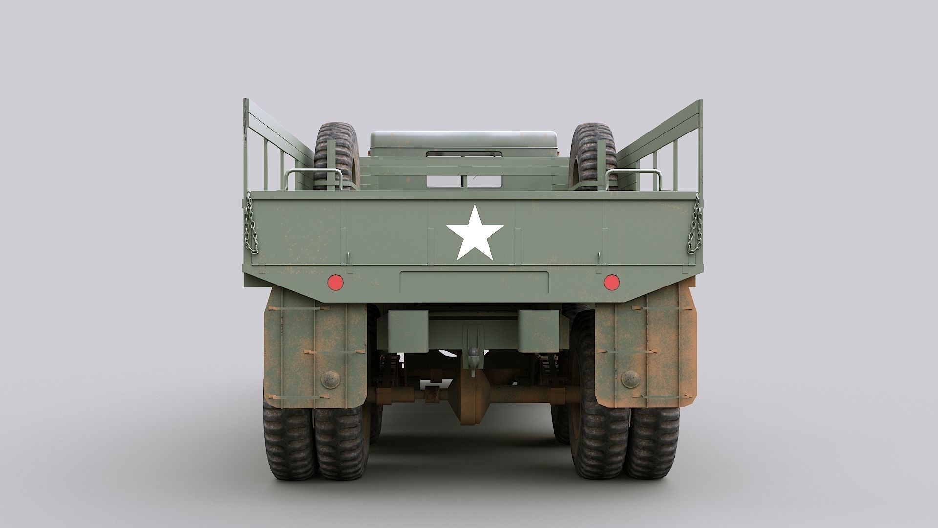 Cargo Truck US White 666 Low-poly 3D model_5