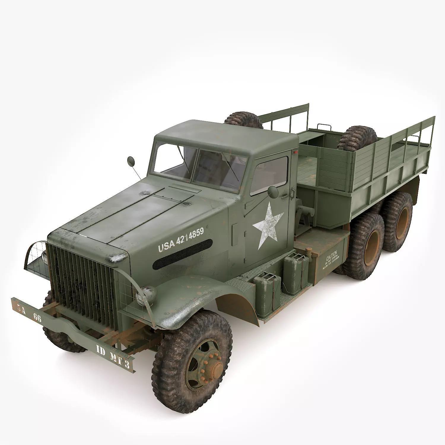 Cargo Truck US White 666 Low-poly 3D model_0