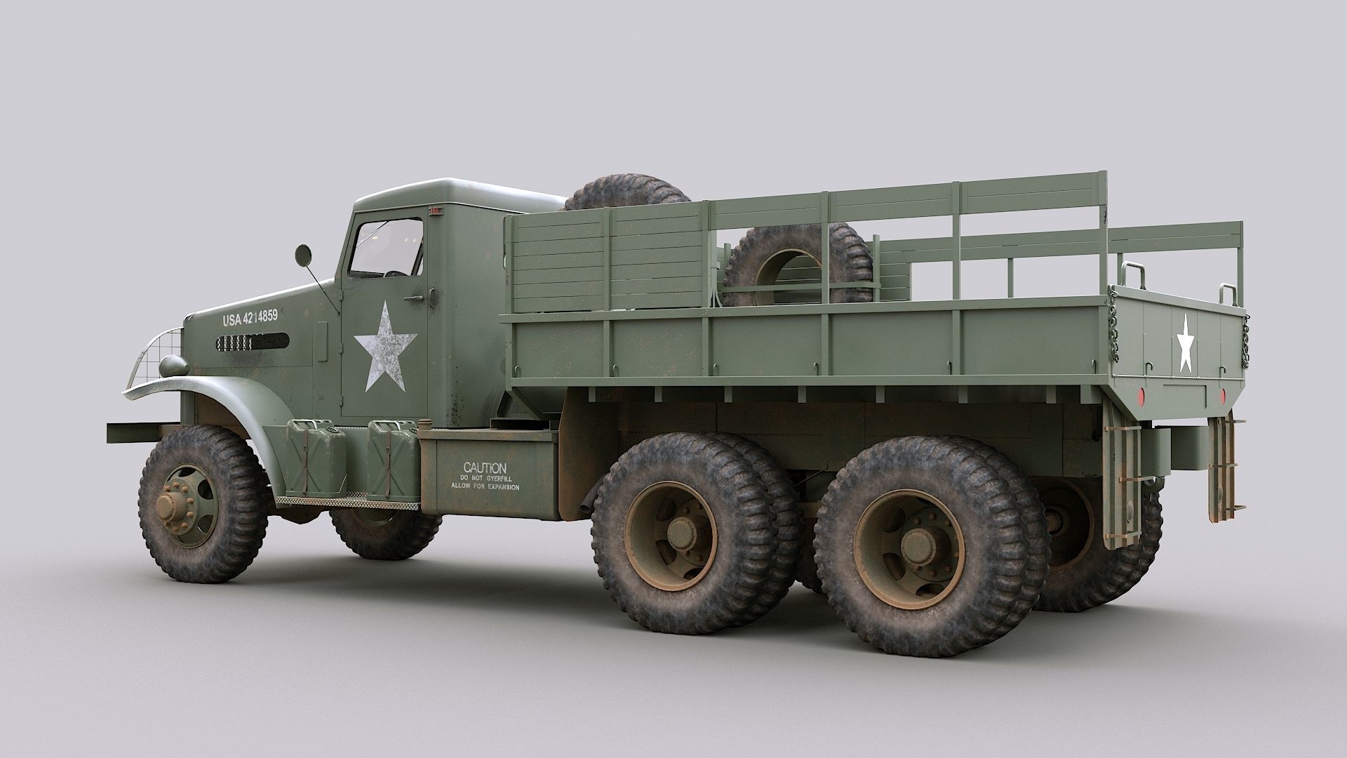 Cargo Truck US White 666 Low-poly 3D model_6