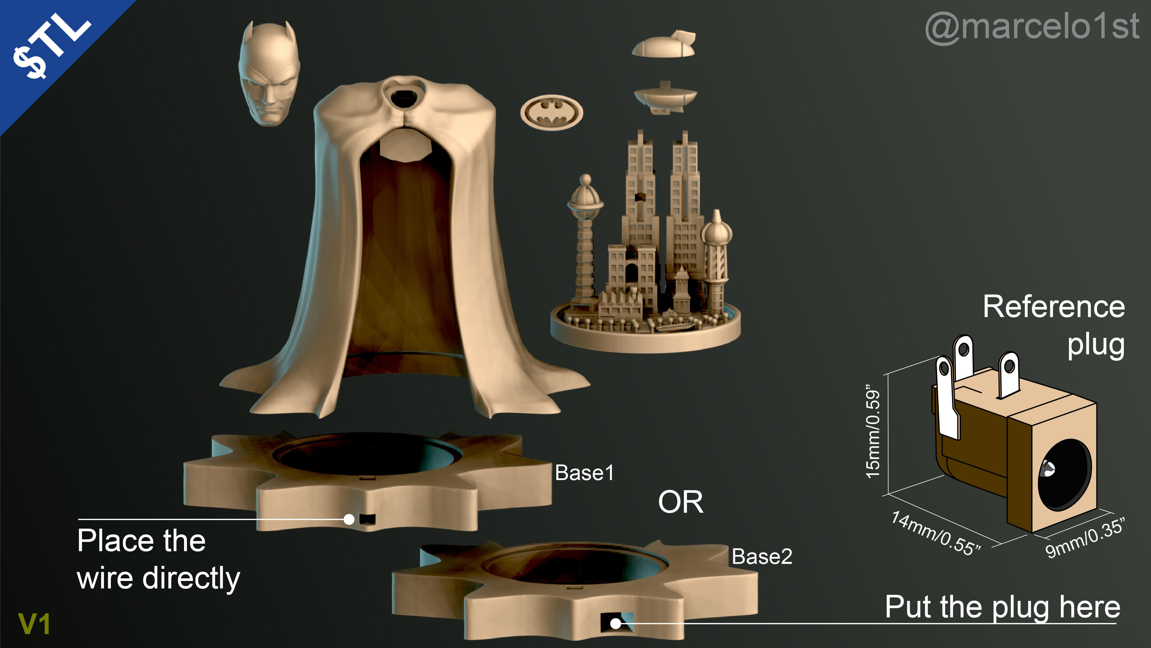 Batman City - Table Lamp 3D print model_11