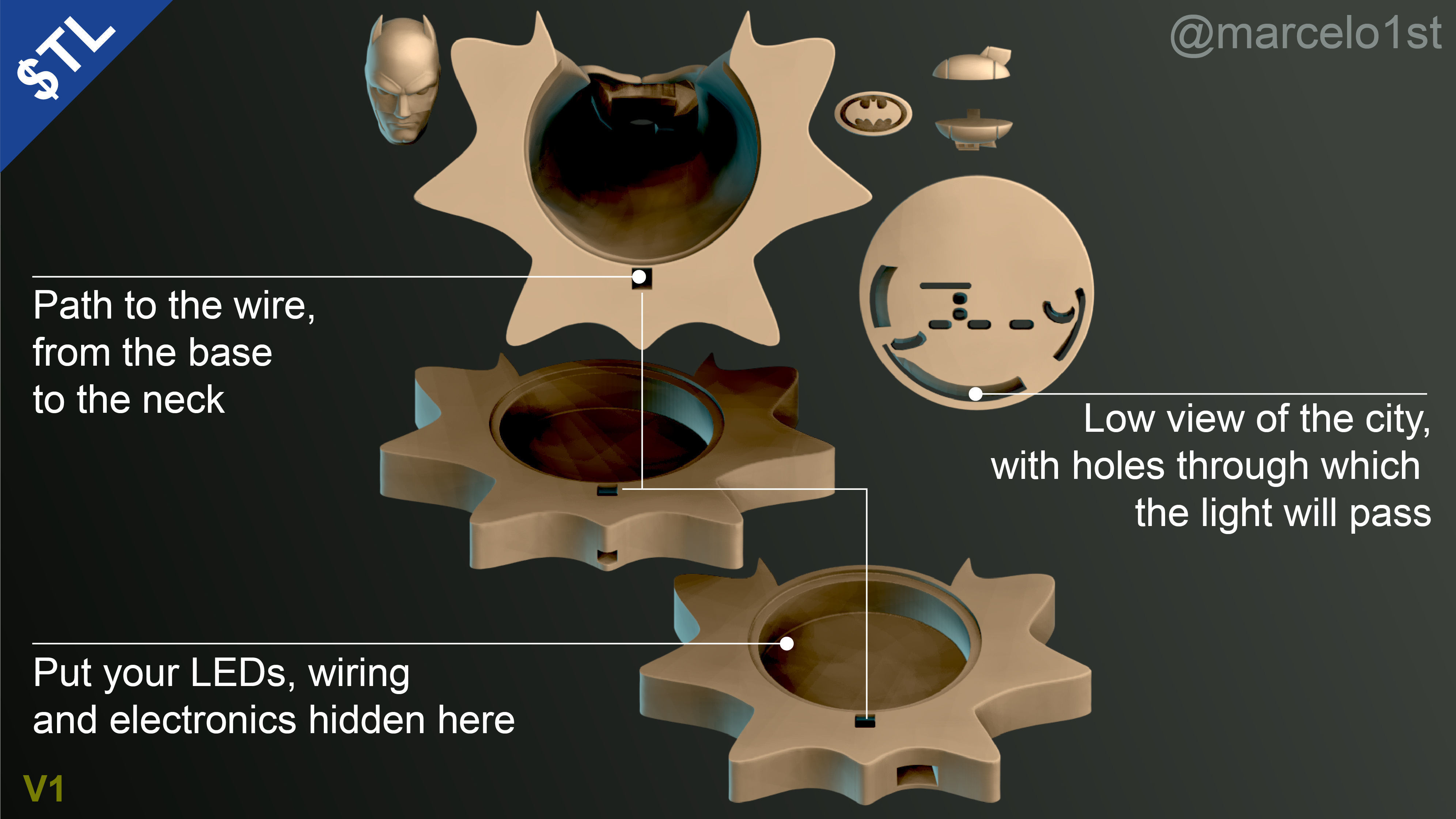 Batman City - Table Lamp 3D print model_12