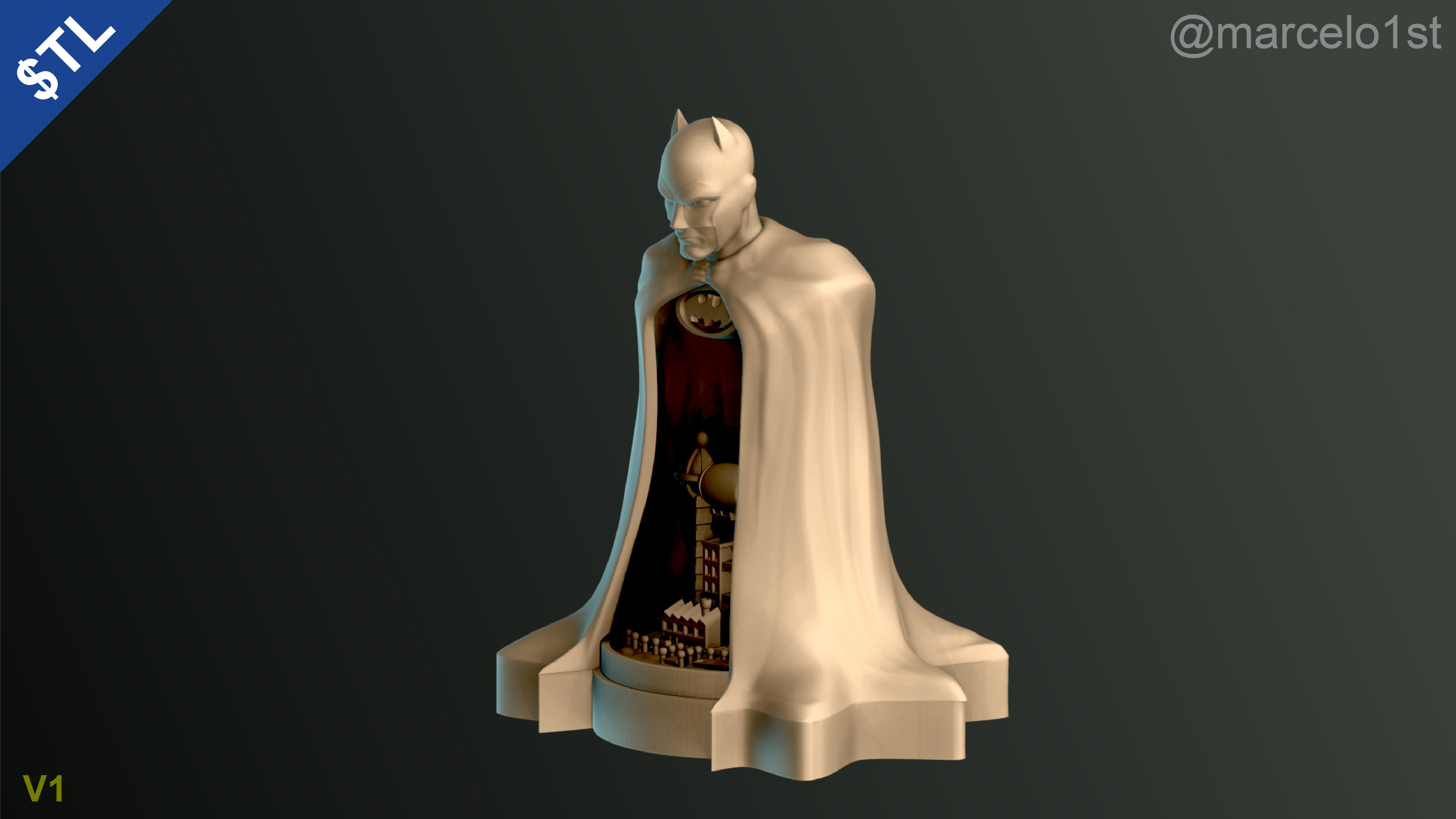 Batman City - Table Lamp 3D print model_9