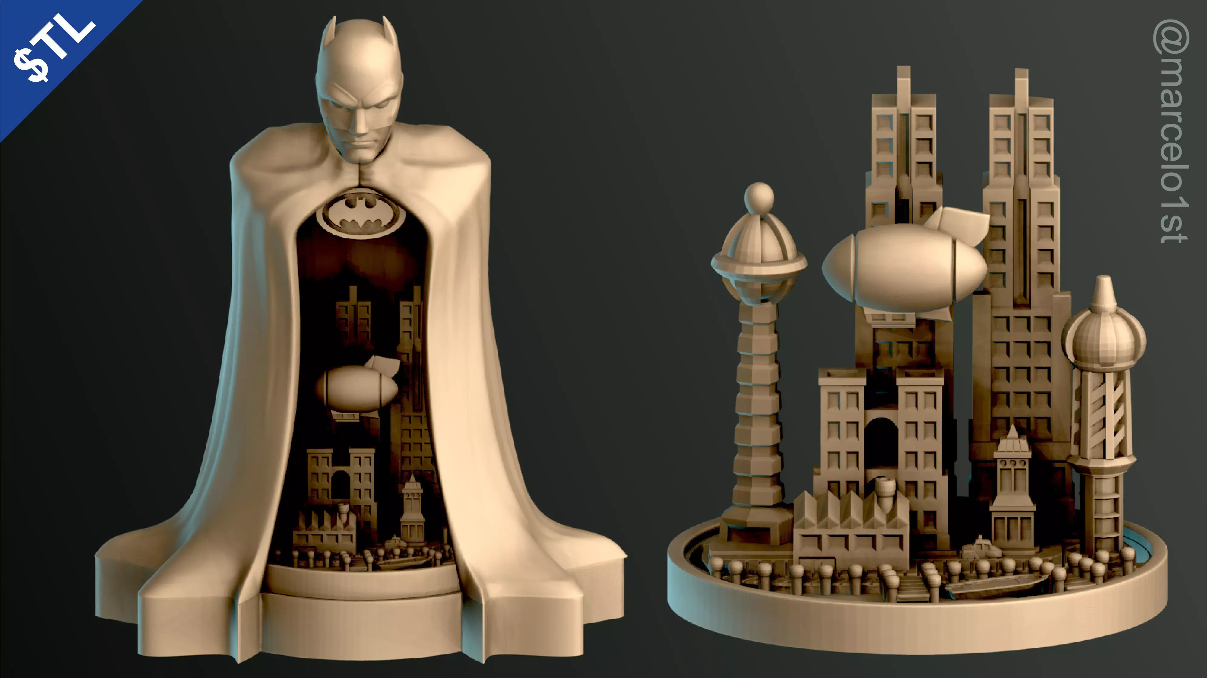 Batman City - Table Lamp 3D print model_0