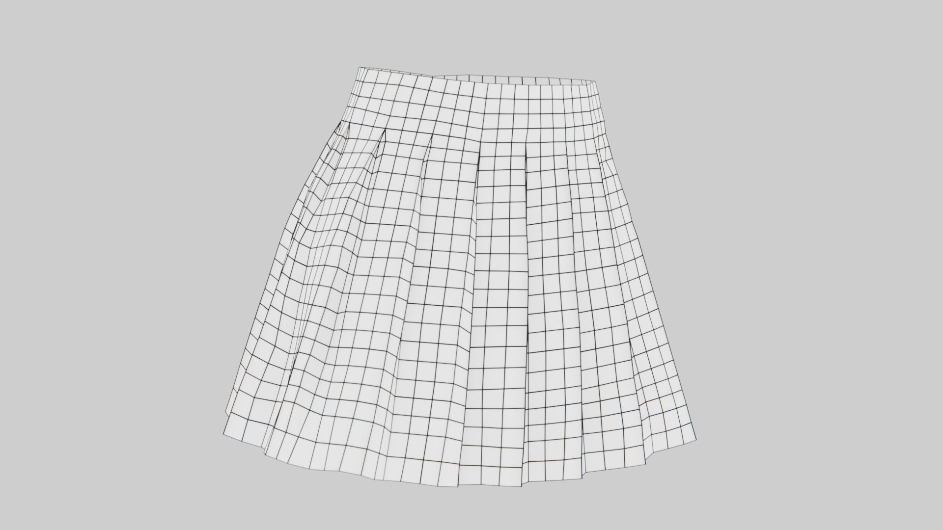 Skirt short pleated Low-poly 3D model_5