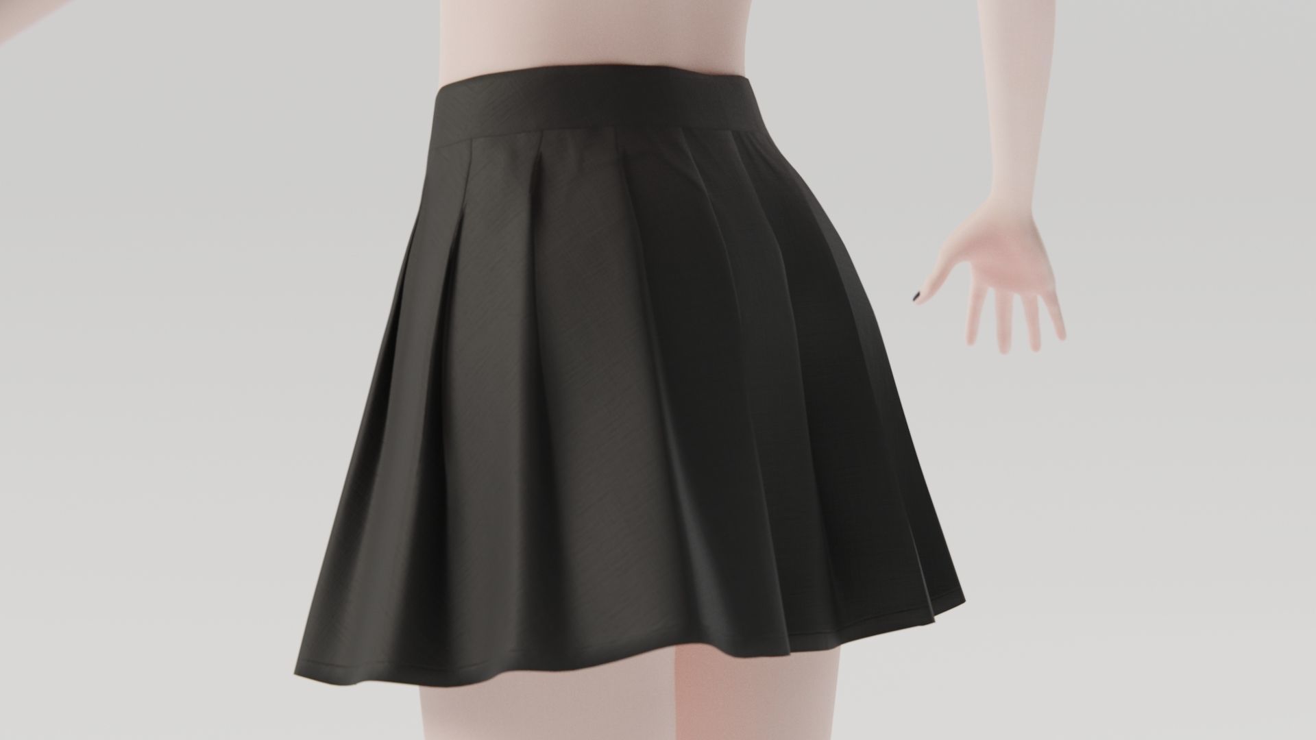 Skirt short pleated Low-poly 3D model_4