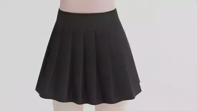 Skirt short pleated Low-poly 3D model