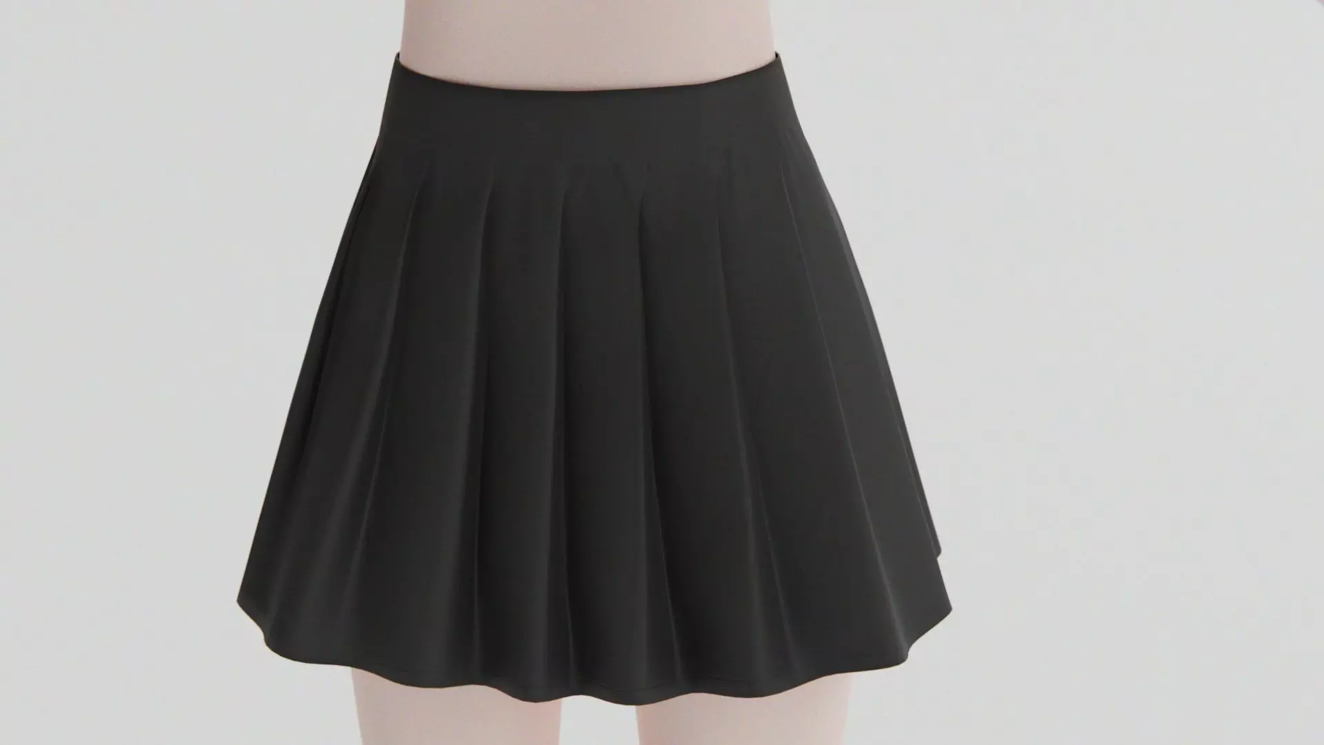 Skirt short pleated Low-poly 3D model_0