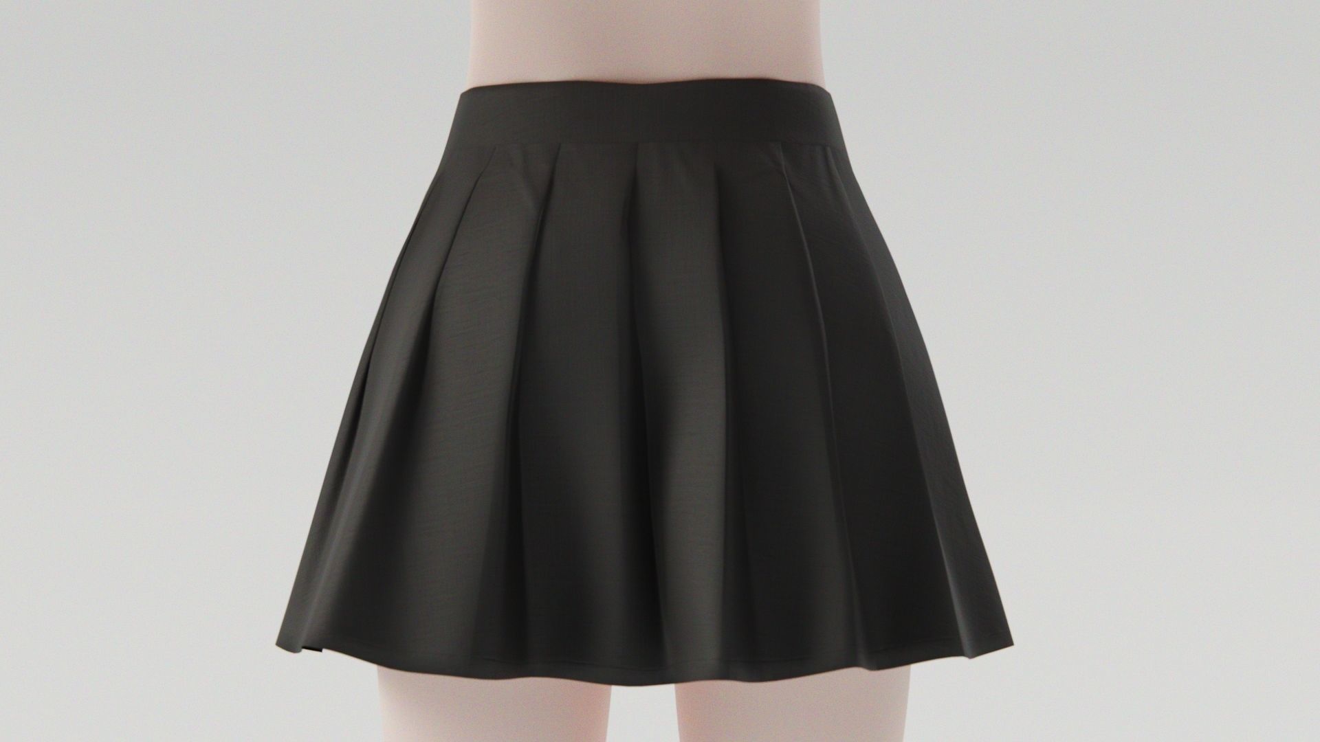 Skirt short pleated Low-poly 3D model_3