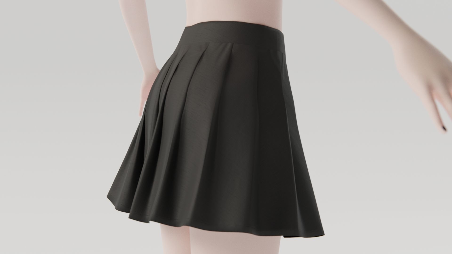 Skirt short pleated Low-poly 3D model_1