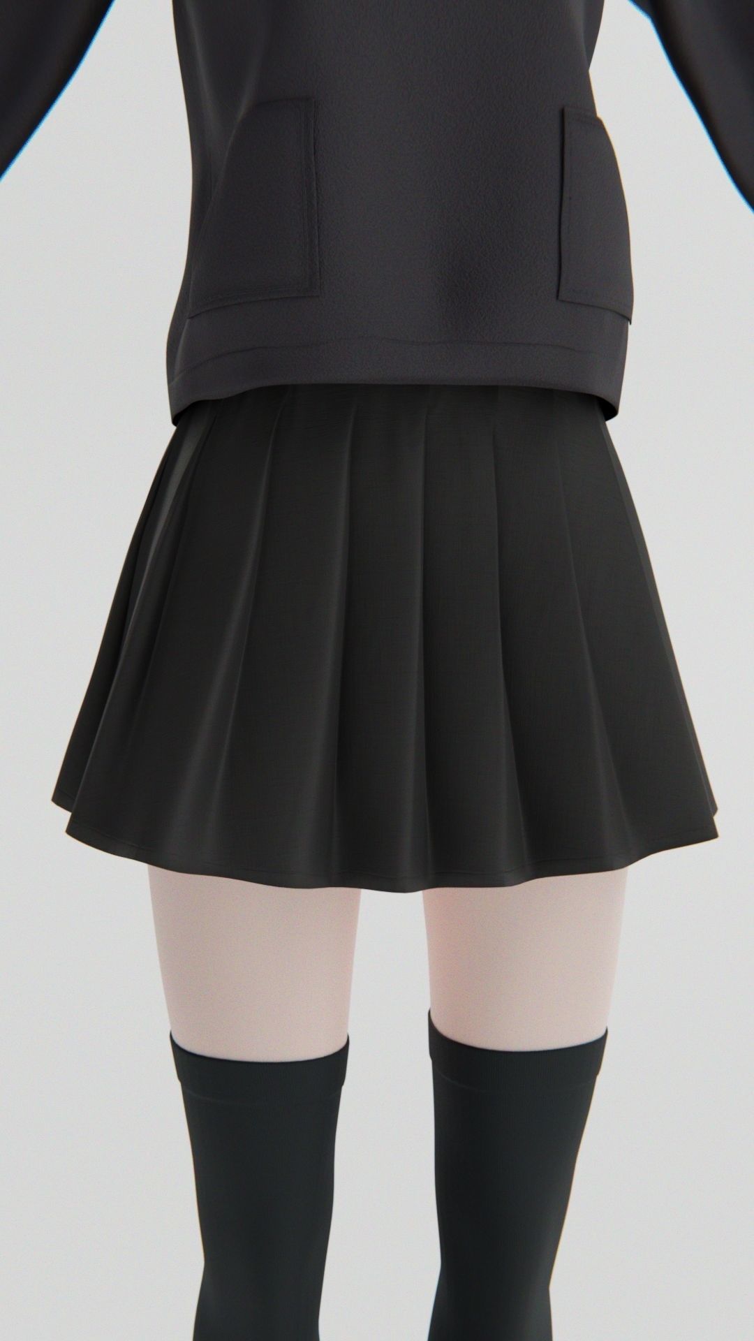 Skirt short pleated Low-poly 3D model_2