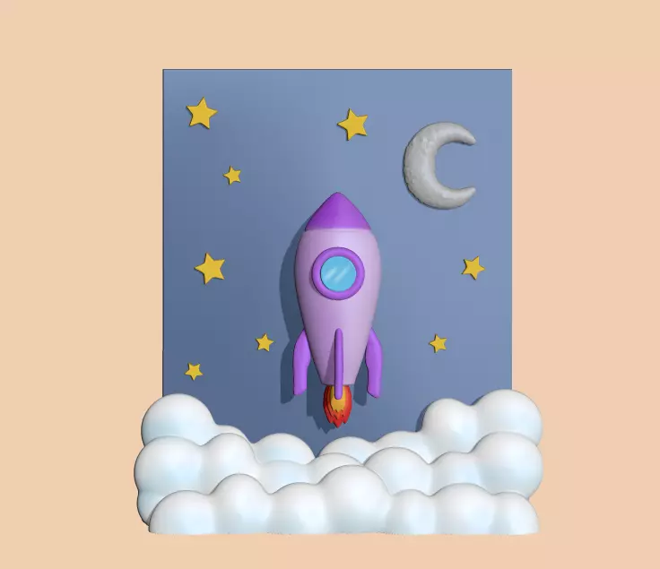 Cute Rocket Scenery 3D print model_0