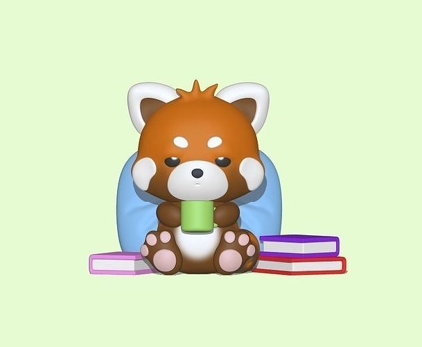 A cute Sleepy Red Panda to decorate and play 3D print model