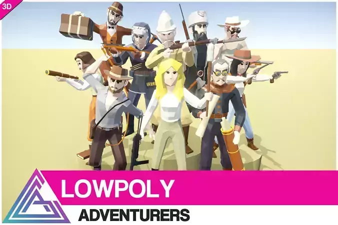 LOWPOLY - Adventurers Low-poly 3D model