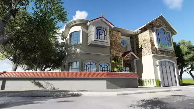 3D HOUSE MODEL in middle of street