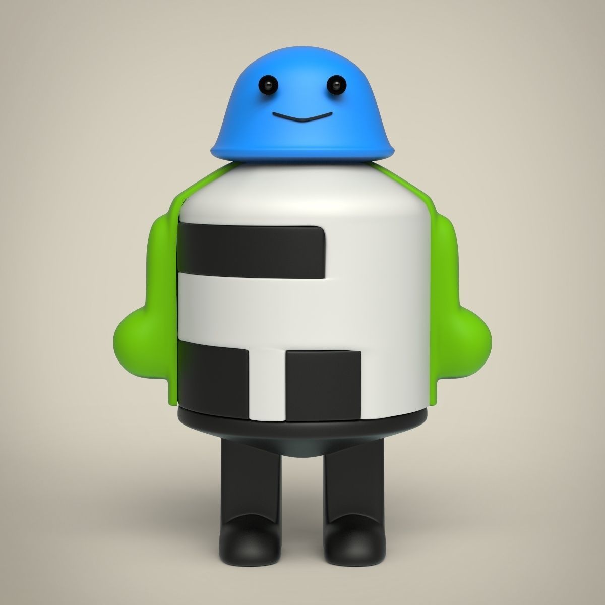 Robot with helmet 3D model_2